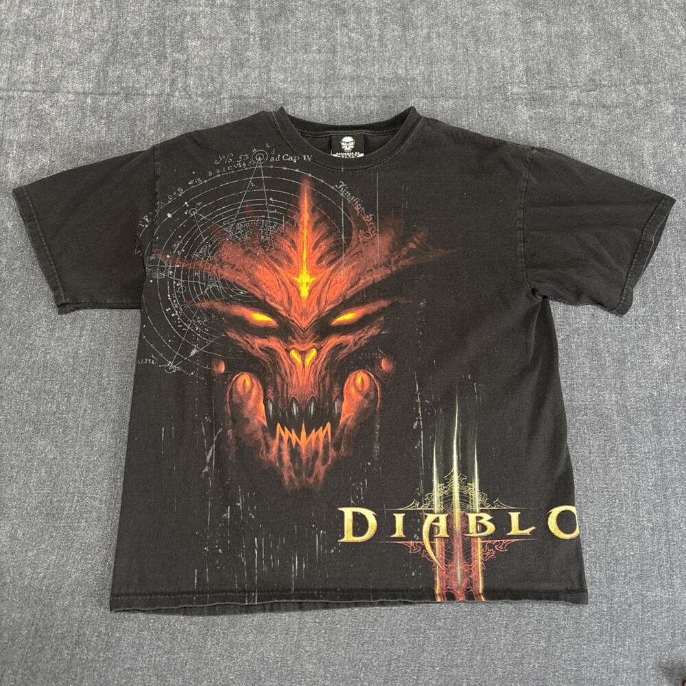 Vintage Y2K Diablo 3 Black Video Game Promo T Shirt Medium Jinx Blizzard Gift